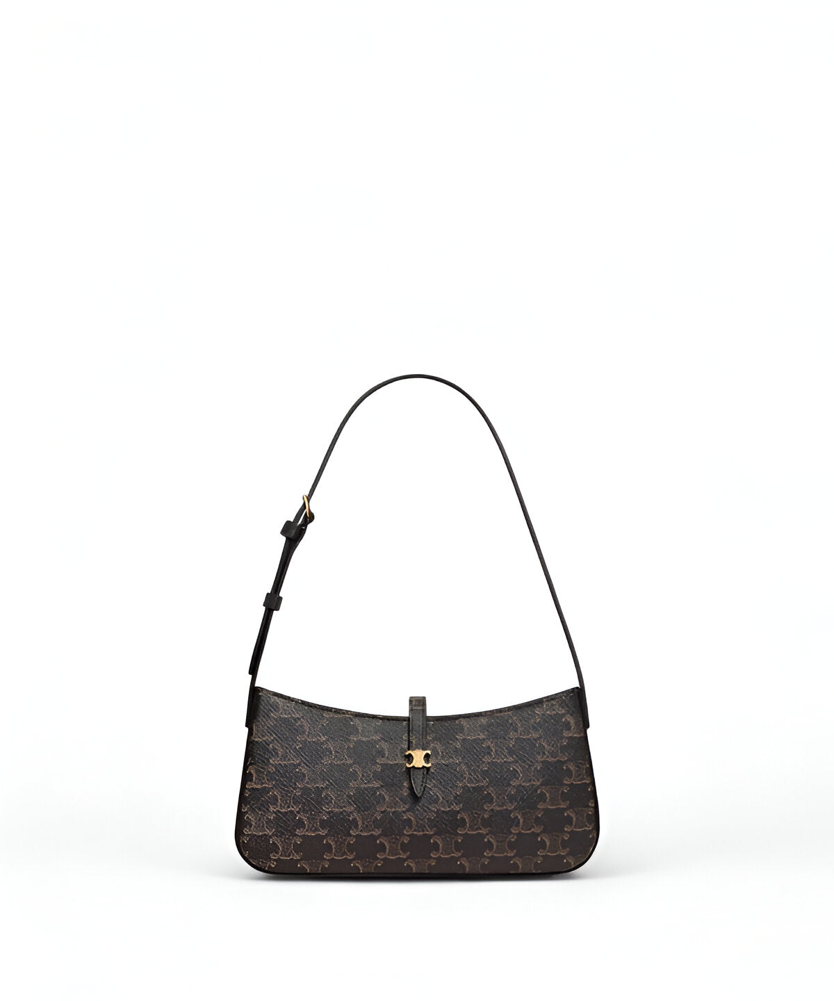 셀린느 티나 숄더백 트리옹프 캔버스 블랙 컬러와 골드 하드웨어 디테일