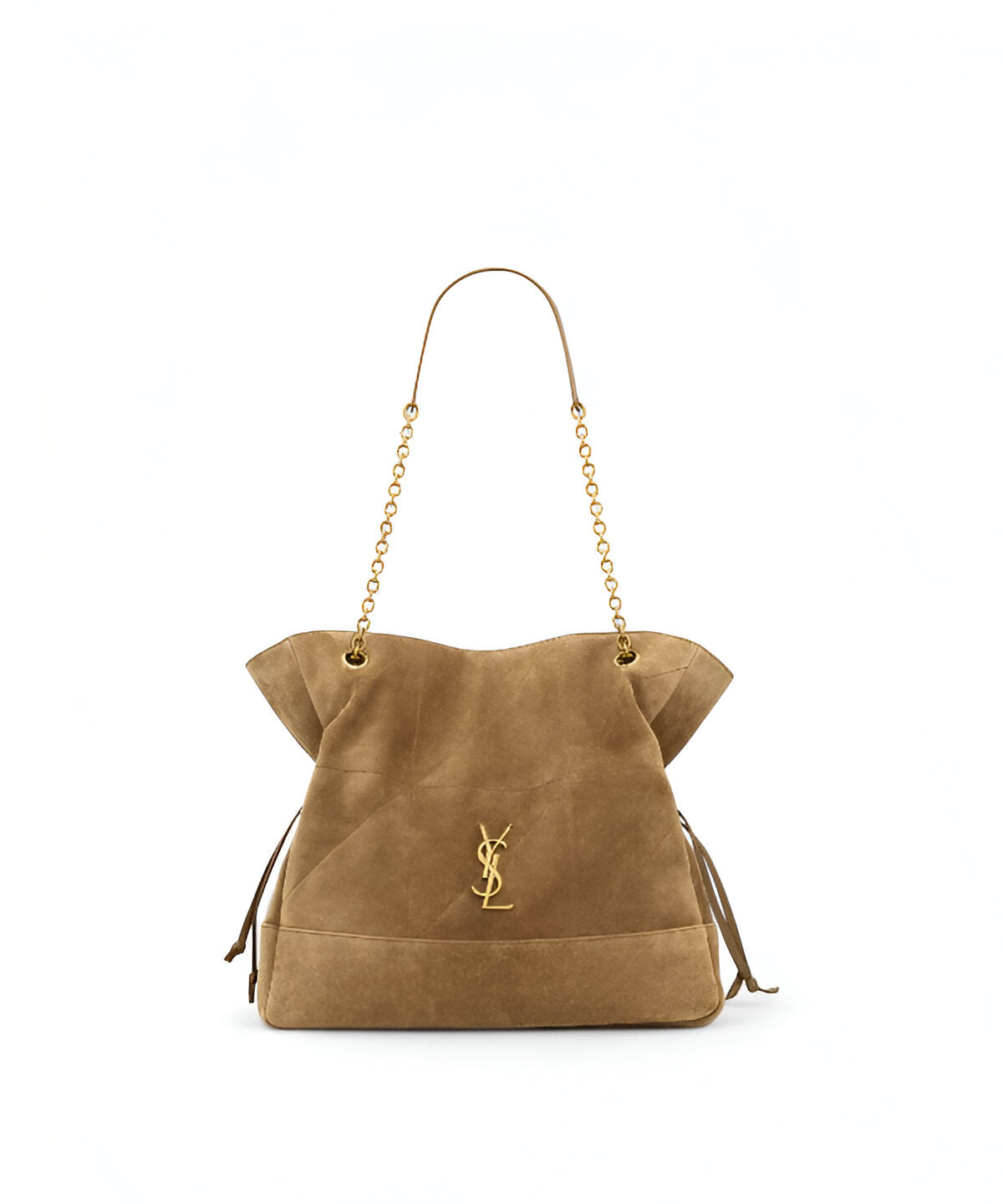 생로랑 제이미 쇼퍼백 스웨이드, YSL 로고 장식과 부드러운 퀼팅 스웨이드 질감