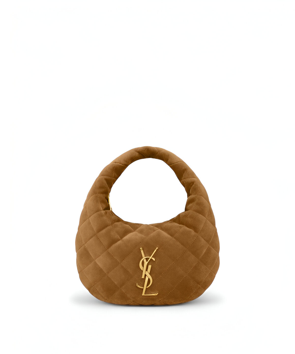 생로랑 이카리노 퀼팅 스웨이드 토트백 카라멜 컬러, 골드 하드웨어 디테일