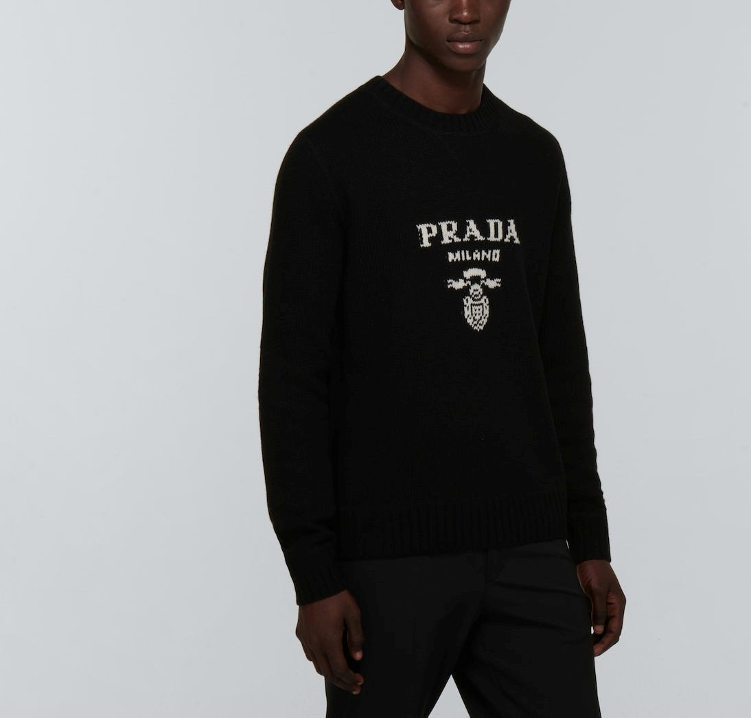 프라다 울 캐시미어 크로우 넥 니트 스웨터