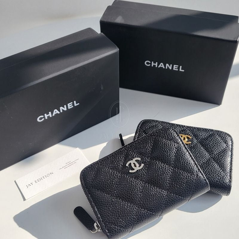 샤넬 클래식 지퍼 반지갑 캐비어