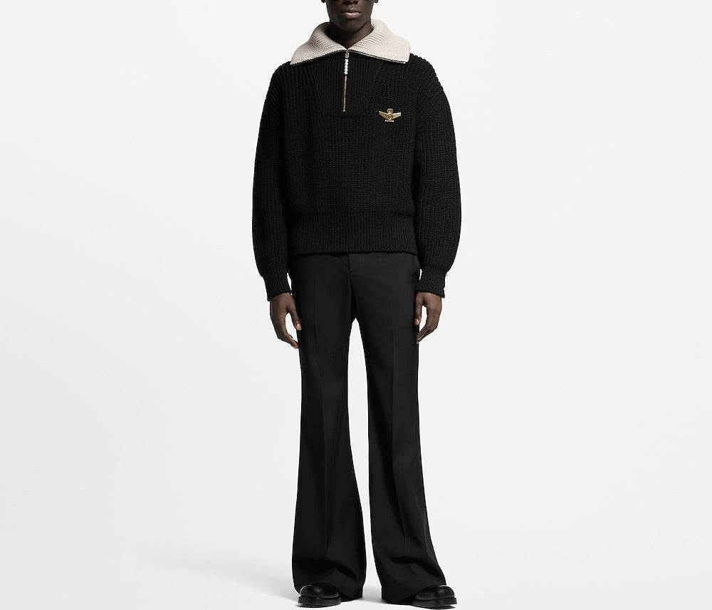 루이비통 청키 니트 울 블렌드 하프 지퍼 스웨터