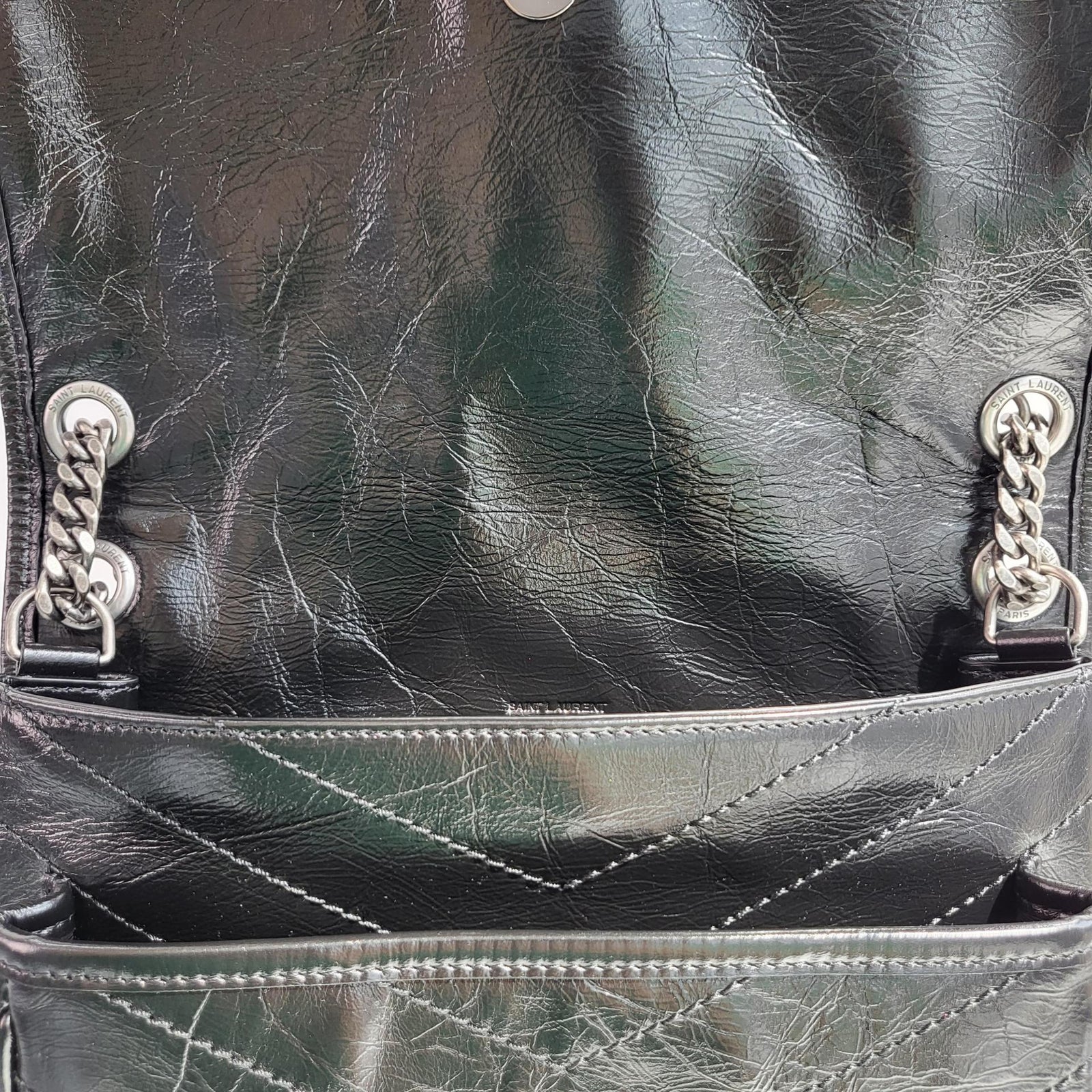 생로랑 니키백 미디움 빈티지 레더