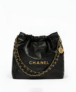 샤넬 22백 스몰 퀼팅 소프트 가죽 체인 스트랩 샤넬 로고 백