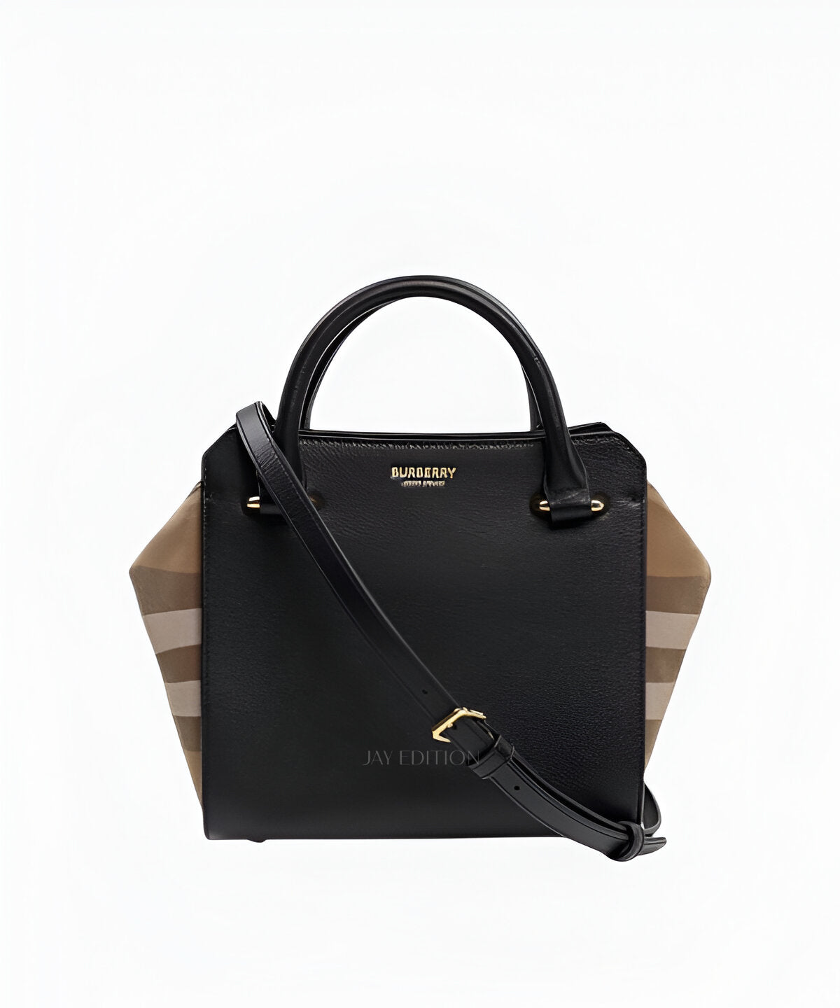 버버리 밴웰 하우스 체크 미니 백 체크 패턴과 가죽 트리밍 디테일