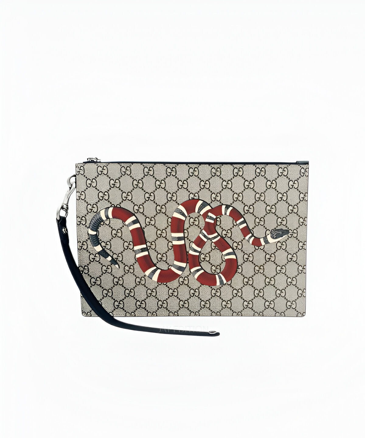구찌 슈프림 스네이크 클러치 GG 모노그램 수프림 캔버스 스네이크 프린트 디자인 클러치백