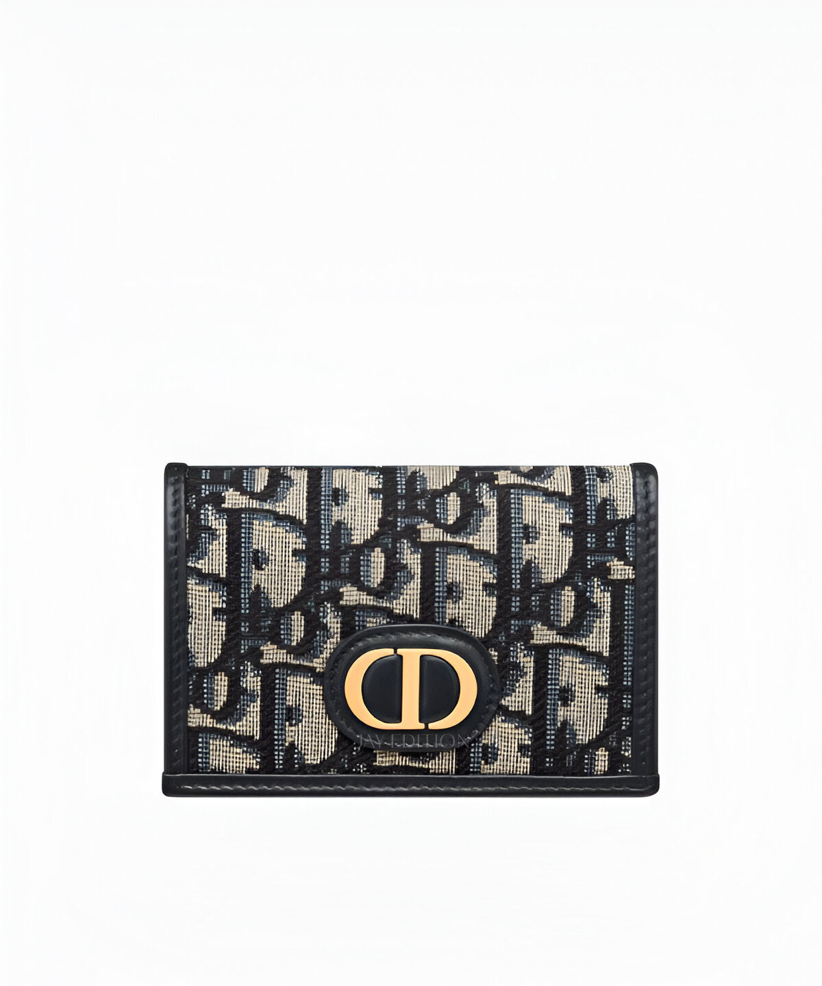 디올 30 몽테인 오블리크 글리신 카드 지갑 블루 자카드 CD 장식