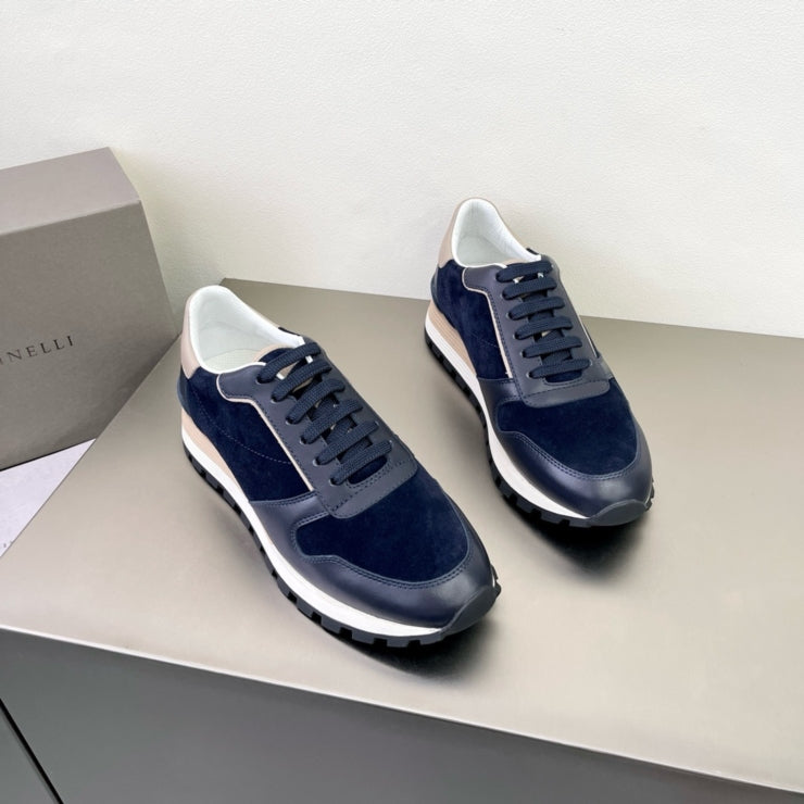 브루넬로 쿠치넬리 스웨이드 스니커즈 네이비