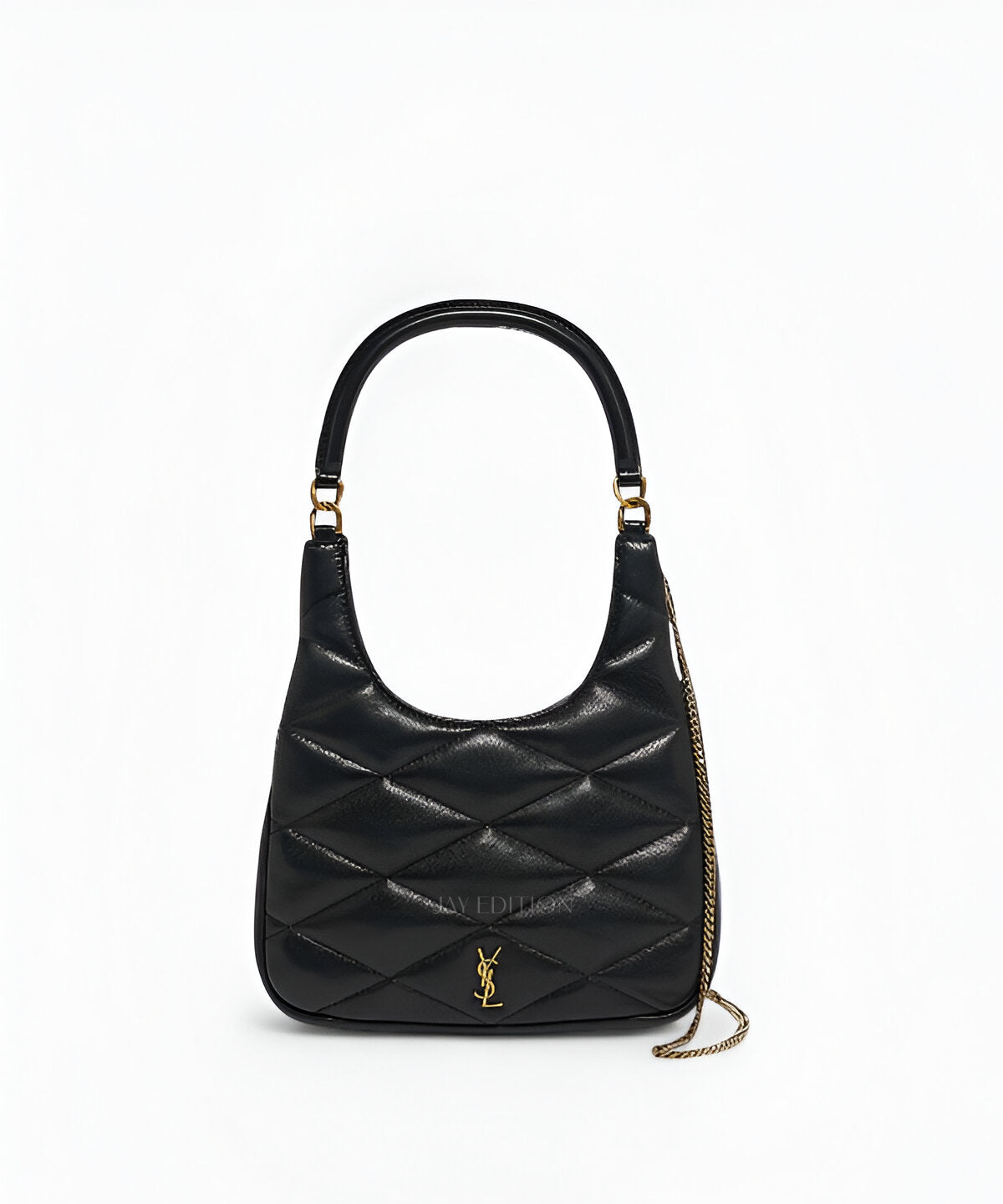 생로랑 세이드 호보백 블랙 램스킨 퀼팅 YSL 로고 컴팩트 숄더백