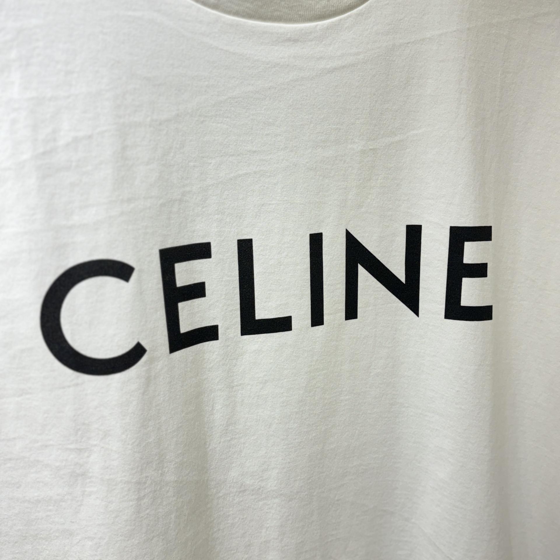 1% 셀린느 코튼 저지 루즈 티셔츠