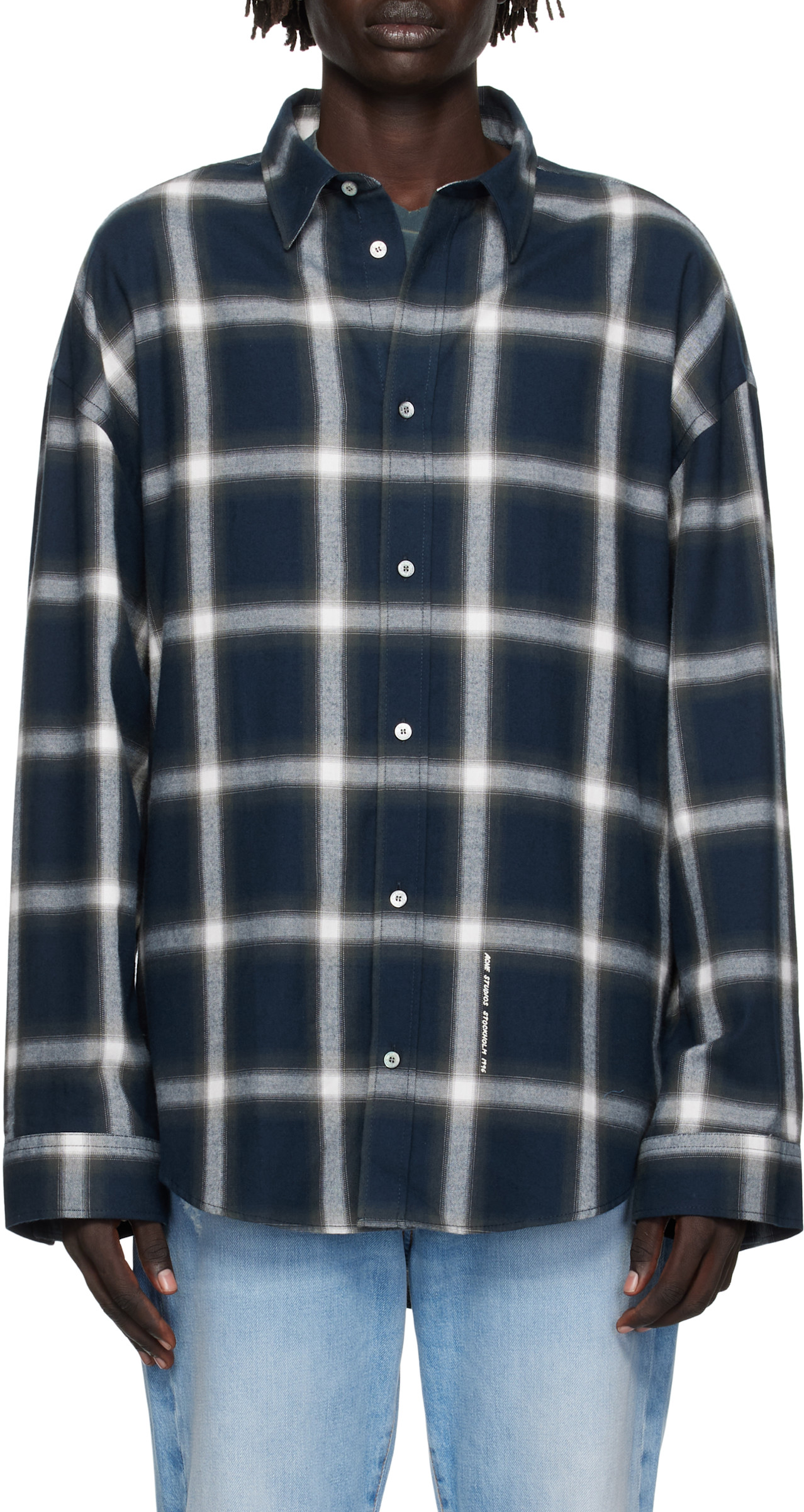 아크네 스튜디오 네이비 버튼업 셔츠