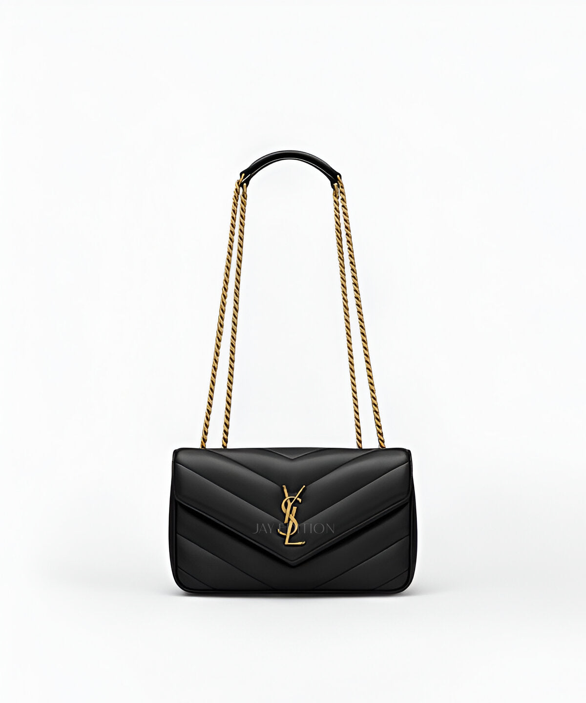 생로랑 루루 마틀라세 램스킨 스몰 블랙 퀼팅 램스킨 YSL 로고 플랩 클로저 체인 스트랩 미디엄보다 컴팩트한 클래식 숄더백