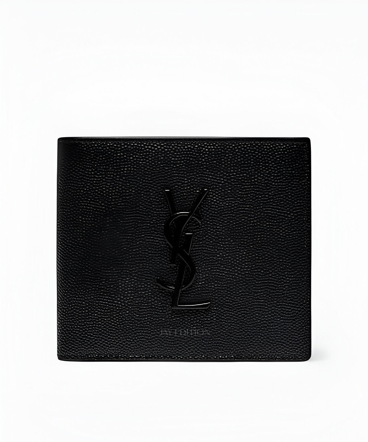 생로랑 모노그램 반지갑 블랙 카프스킨 YSL 로고 메탈 디테일 스냅 버튼 클로저 클래식하고 컴팩트한 디자인