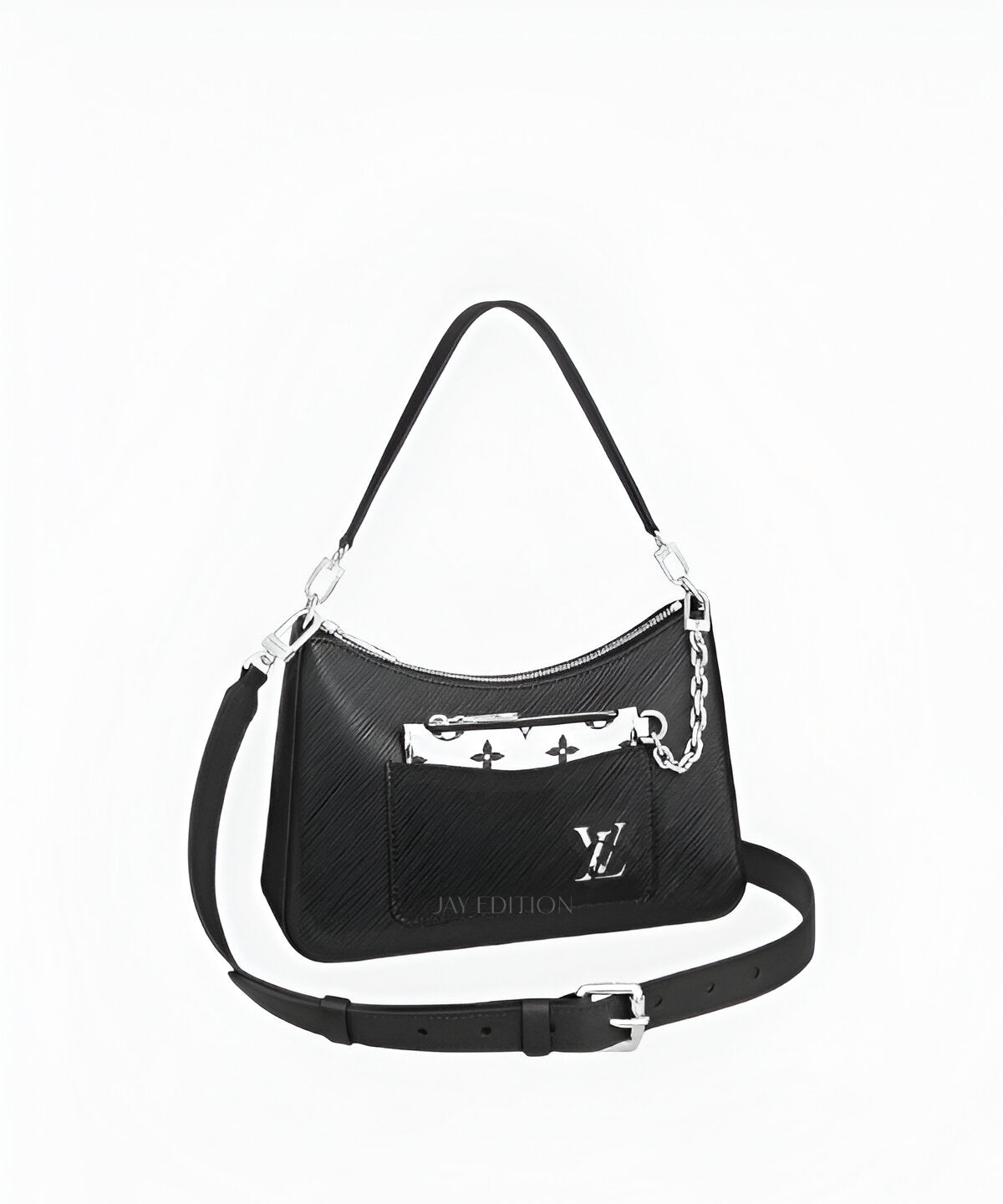 루이비통 마렐백 모노그램 캔버스와 탈착 가능한 파우치, 가죽 핸들이 조화를 이루는 실용적이고 세련된 숄더백