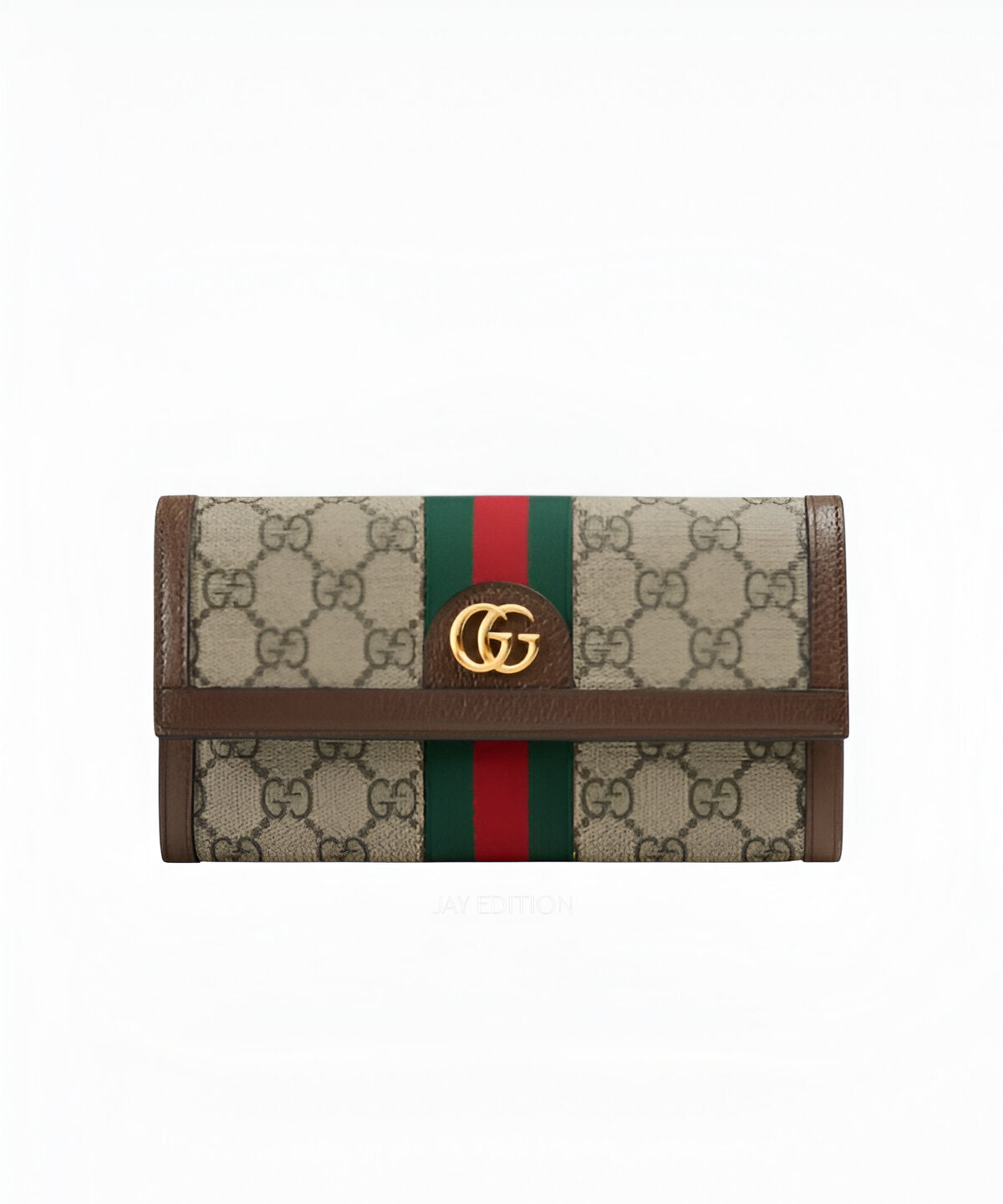구찌 오피디아 장지갑 GG 수프림 캔버스 웹 스트라이프 골드 GG 로고 디테일 롱 지갑