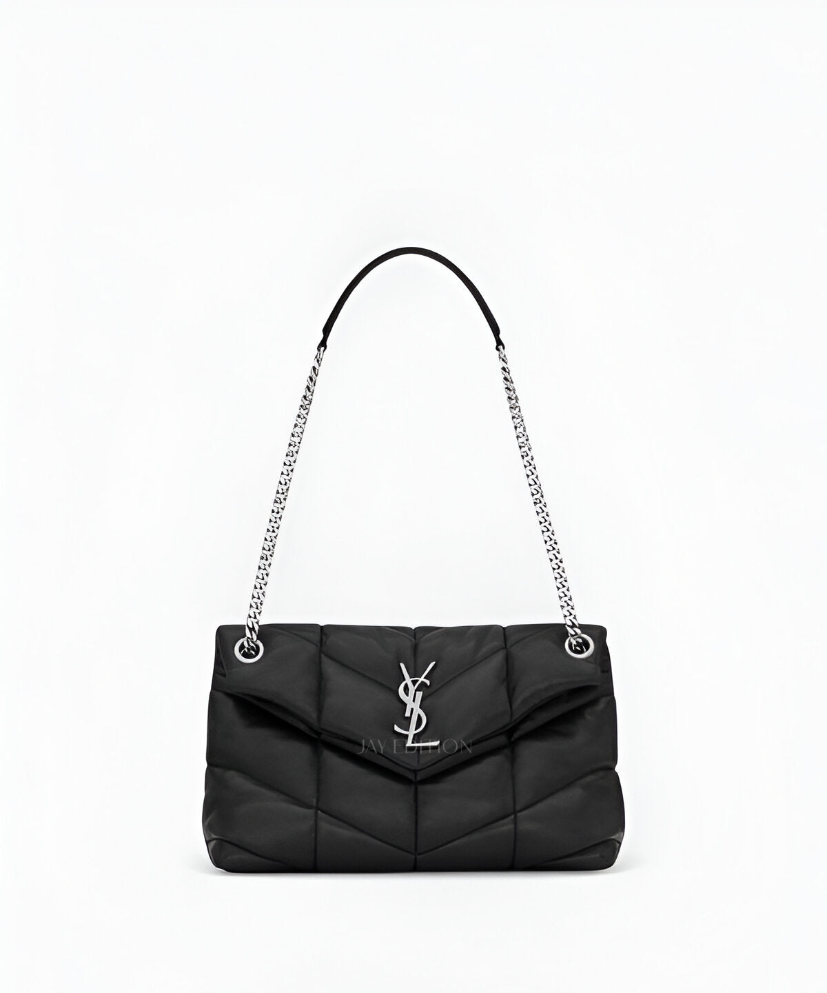 생로랑 루루 푸퍼백 스몰 사이즈 퀼팅 램스킨 체인 스트랩 YSL 로고 숄더백