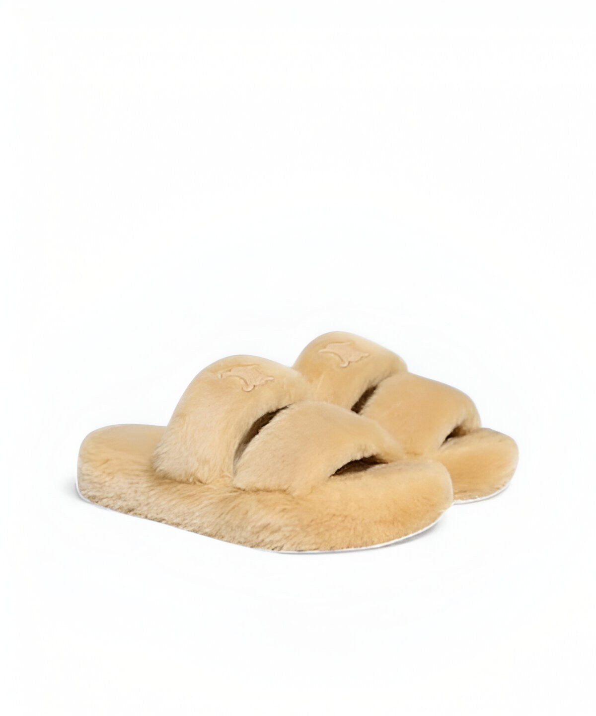 셀린느 트리옹프 슬라이드 시어링 로고 메탈 장식 부드러운 시어링 슬리퍼