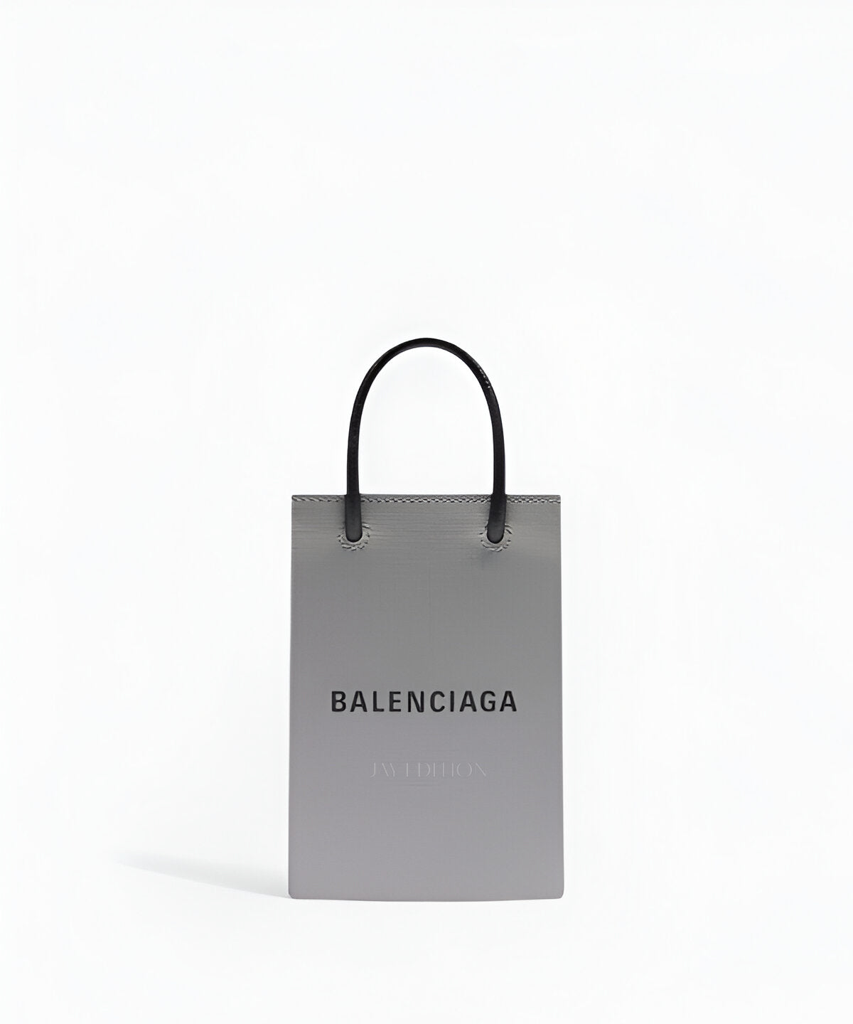 발렌시아가 폰 홀더 미니 크로스백 블랙 카프스킨 로고 프린트 슬림한 실루엣 지퍼 클로저 조절 가능한 크로스 스트랩