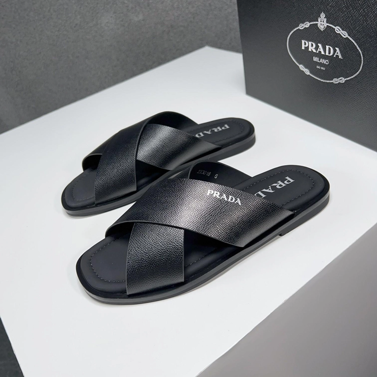 프라다 크로스 스트랩 슬리퍼
