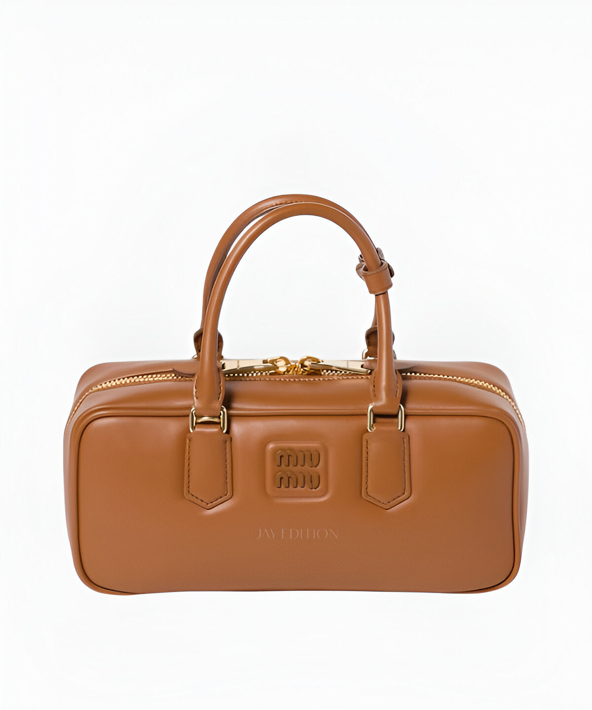 미우미우 아르카디 라지 토트백 블랙 컬러 스트럭처드 실루엣과 로고 디테일