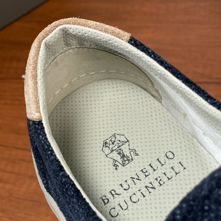 브루넬로 쿠치넬리 트윌 레이스업 스니커즈 네이비