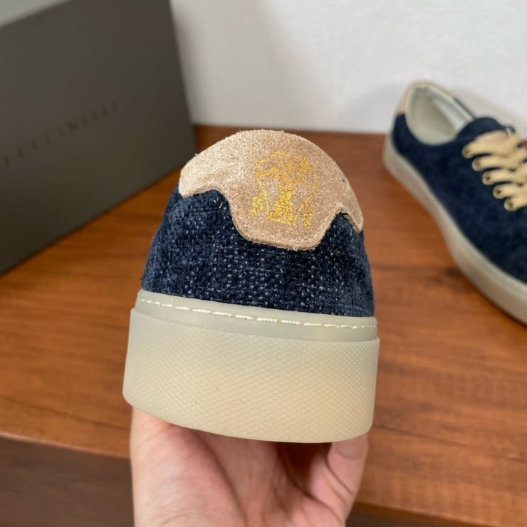 브루넬로 쿠치넬리 트윌 레이스업 스니커즈 네이비