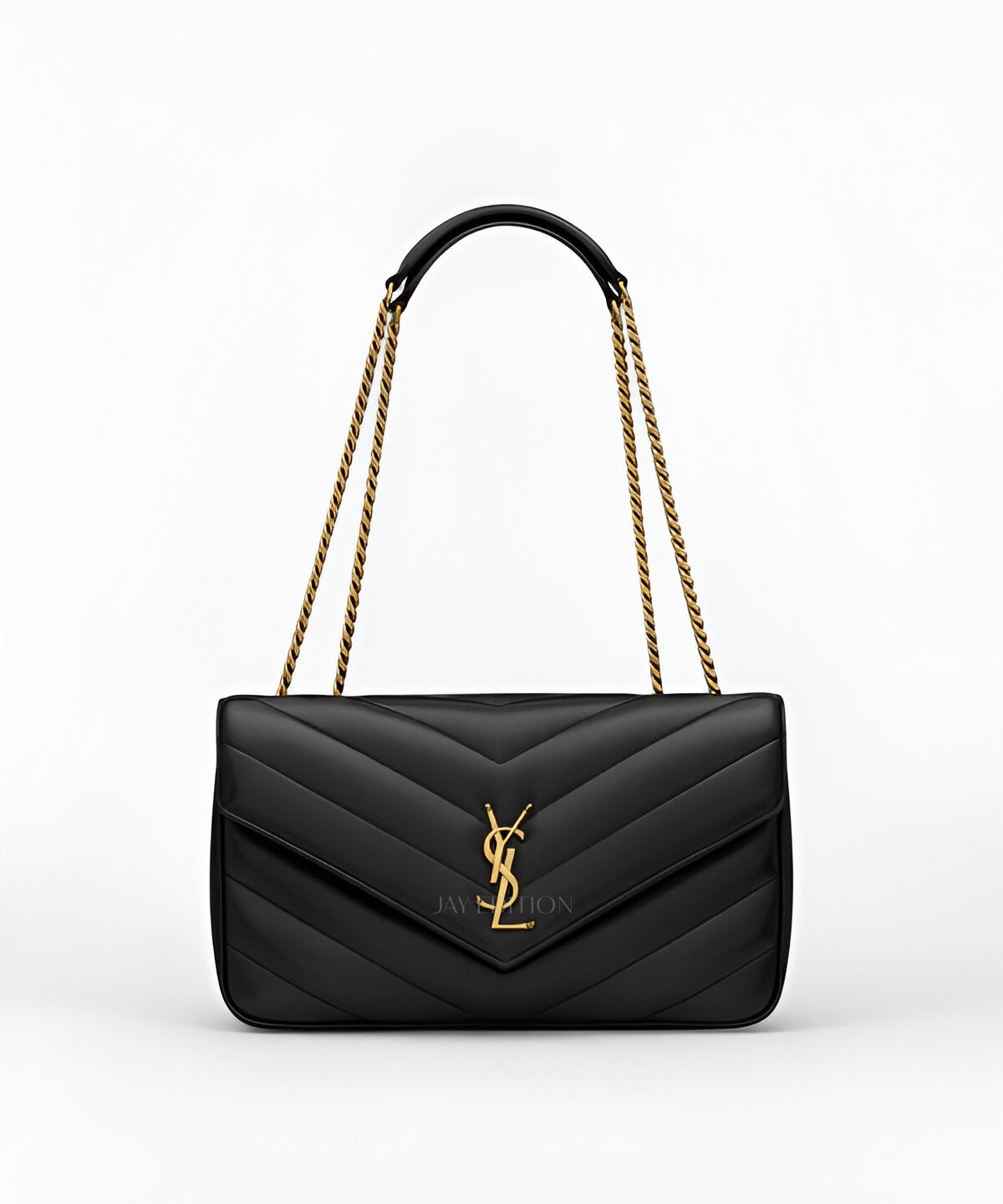 생로랑 루루 마틀라세 램스킨 미디움 블랙 퀼팅 램스킨 YSL 로고 플랩 클로저 체인 스트랩 클래식하고 실용적인 숄더백