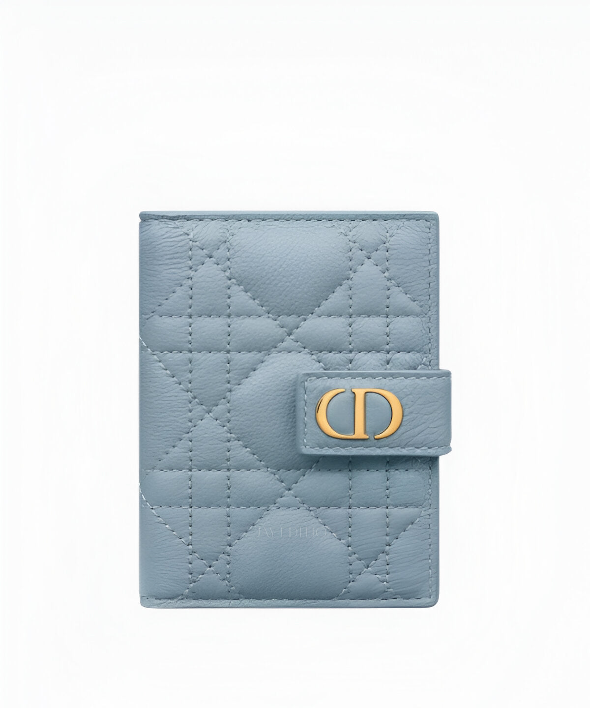 디올 카로 단델리온 카드 지갑 옐로우 캉아주 퀼팅 송아지 가죽과 CD 로고 장식, 컴팩트한 플랩 카드 지갑