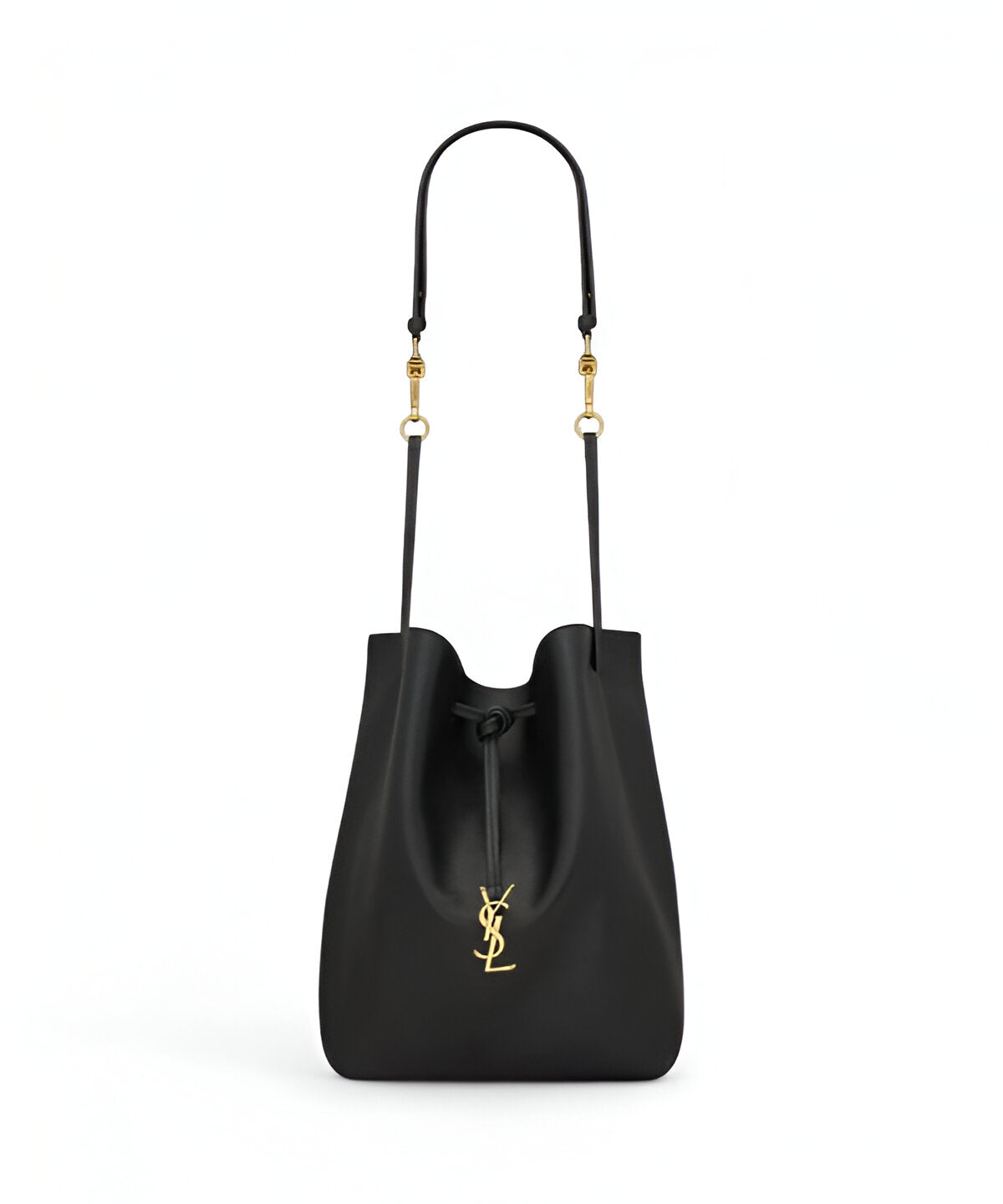 생로랑 파리 7 블랙 송아지가죽 YSL 로고 메탈 체인 스트랩 디테일