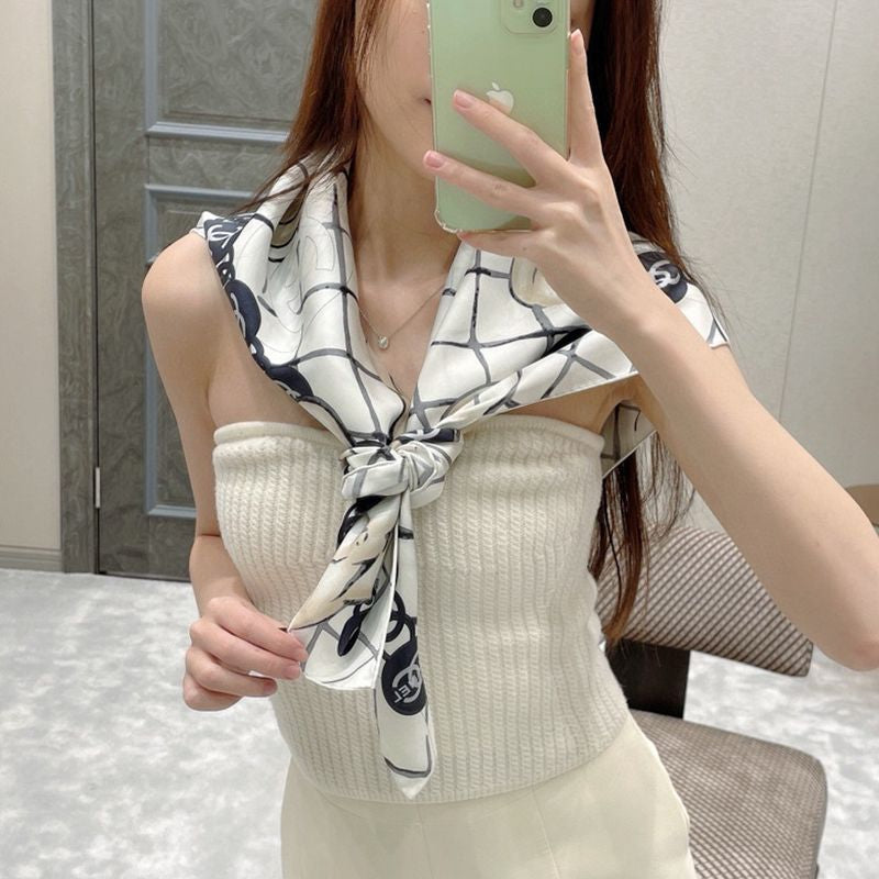 샤넬 까멜리아 스카프 실크 스카프