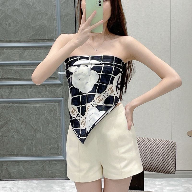 샤넬 까멜리아 스카프 실크 스카프