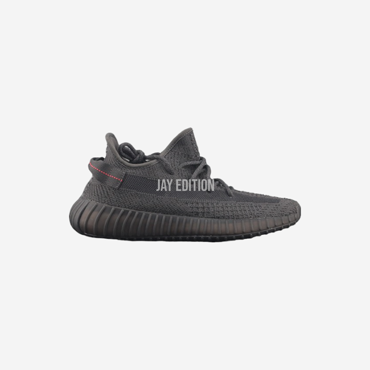 YEEZY 350 V2 스태틱 블랙, 블랙 프라임니트에 리플렉티브 섬유가 섞여있는 은은한 광택의 야간용 스니커즈