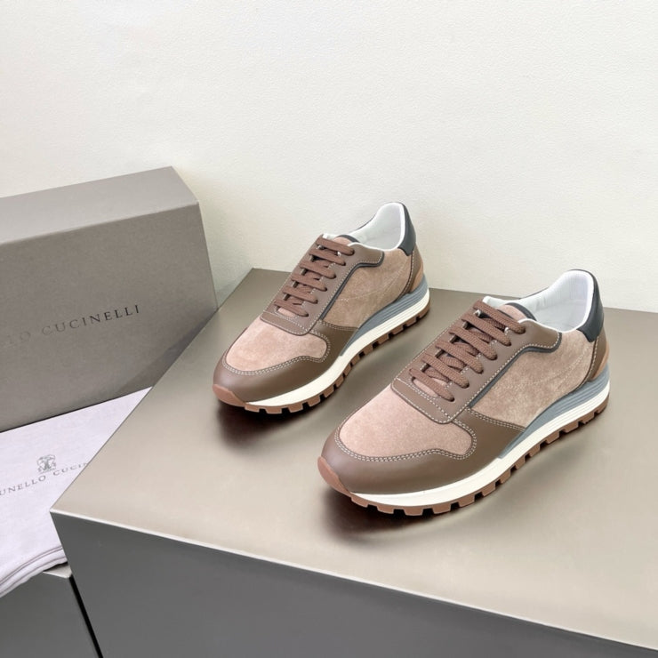 브루넬로 쿠치넬리 스웨이드 스니커즈 브라운