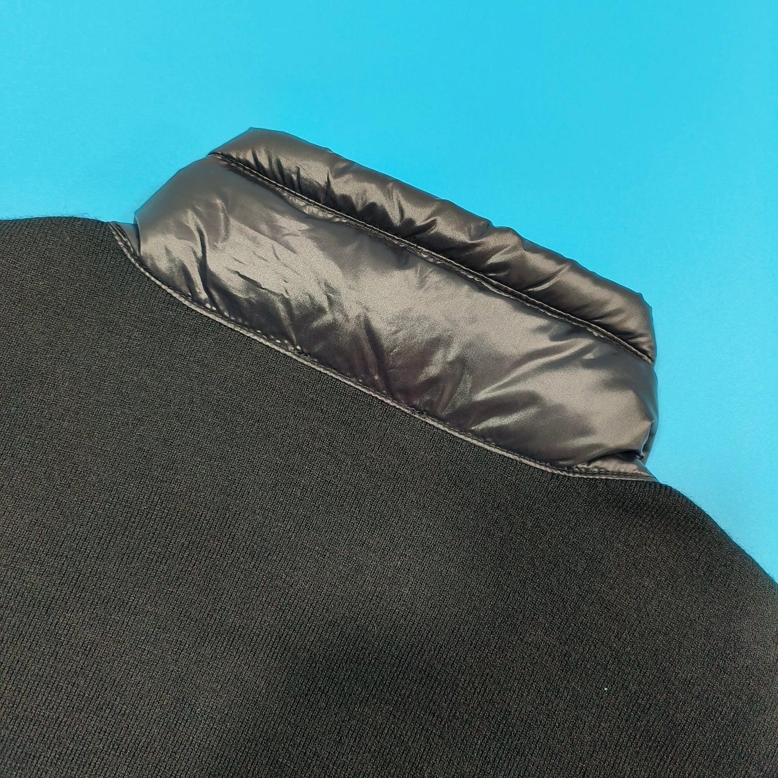 트리콧 로고 패딩 울 집업 가디건