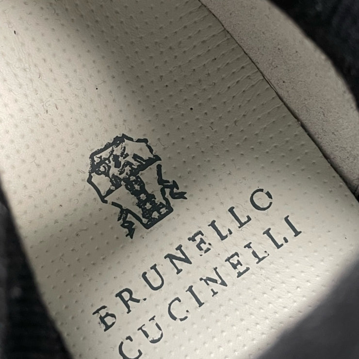 브루넬로 쿠치넬리 니트 레이스업 스니커즈 블랙