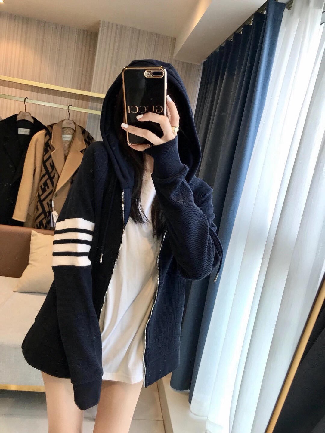 톰브라운 와플 후드집업