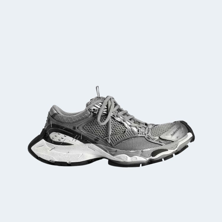 발렌시아가 스테이플러 스니커즈 실버 그레이 빈티지 감성의 러버 솔 청키 스니커즈