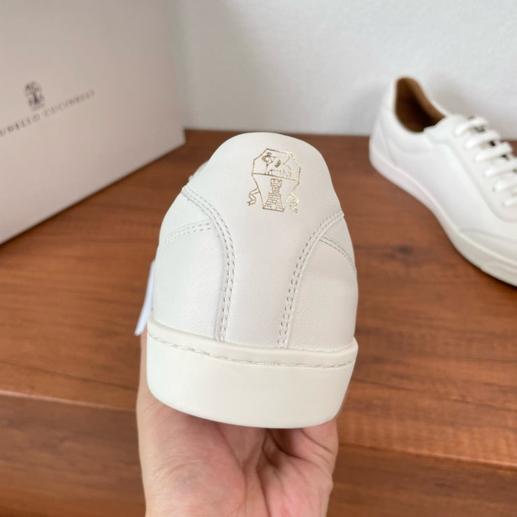 브루넬로 쿠치넬리 로우압 레더 스니커즈 화이트