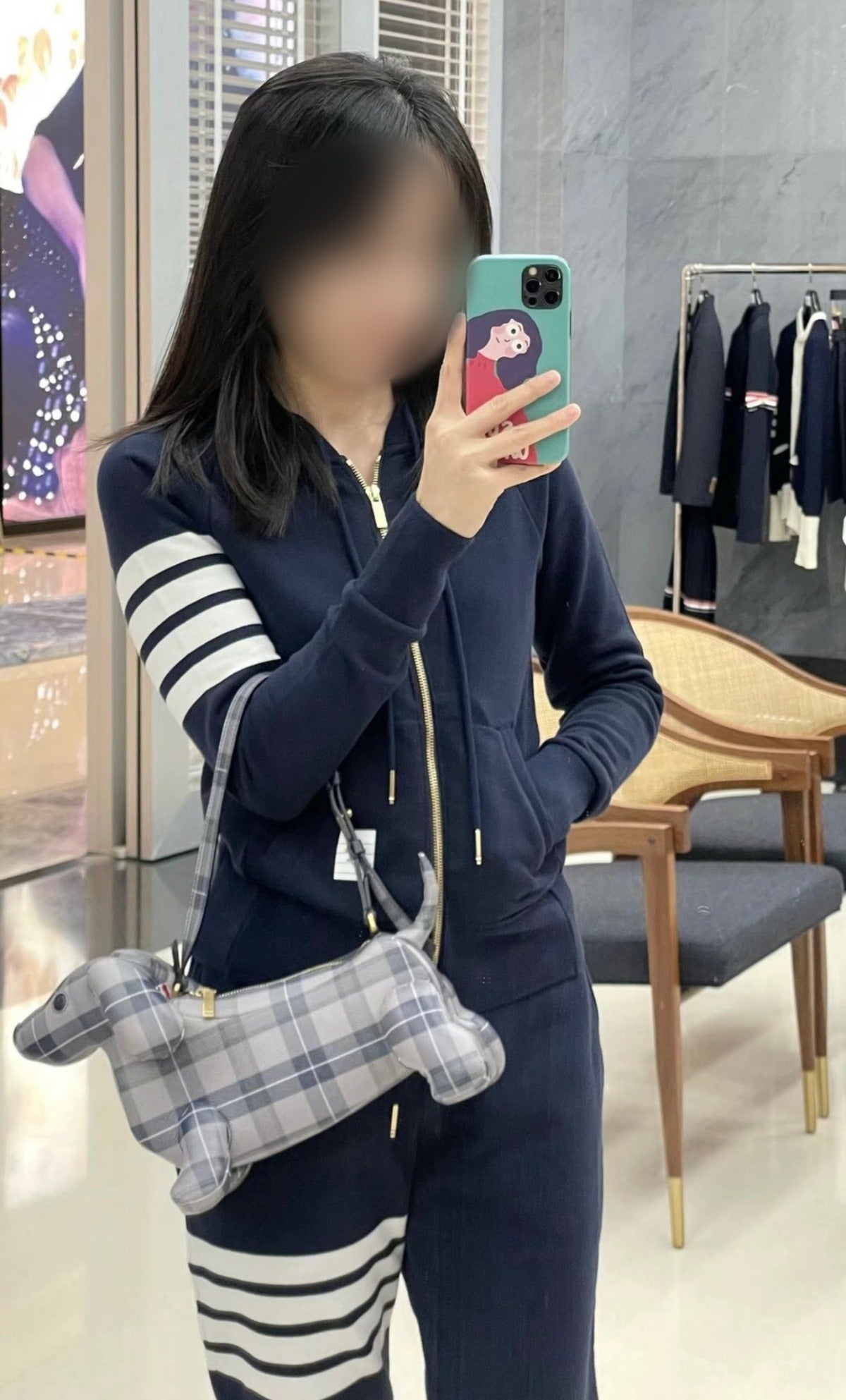 톰브라운 4선 클래식 후드 집업