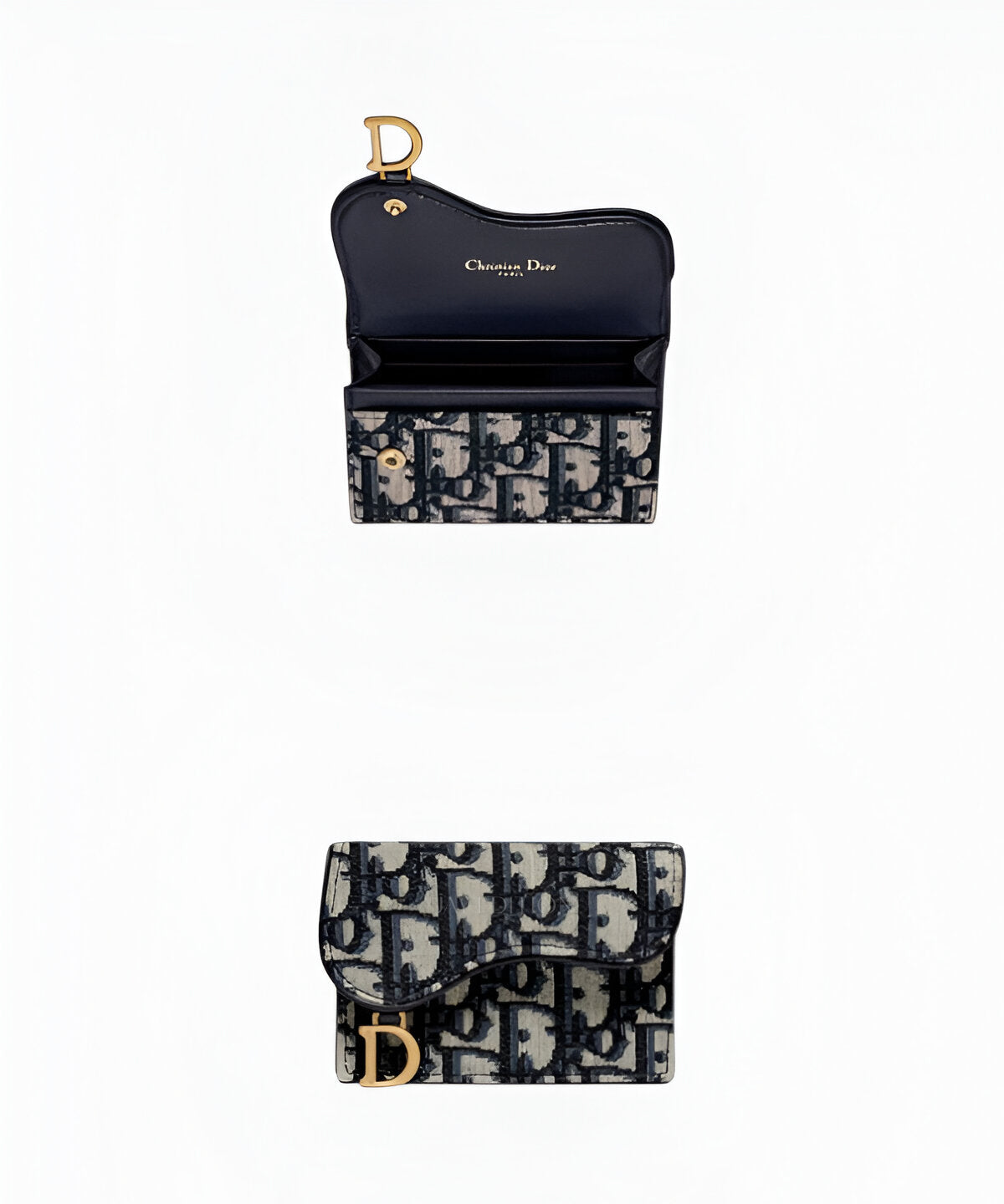 디올 새들 플랩 오블리크 카드 지갑 클래식 오블리크 자카드와 곡선형 새들 플랩, 컴팩트한 카드 수납 디자인