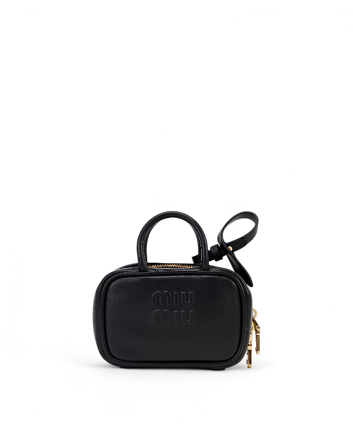 미우미우 아르카디 마이크로 백 핑크 컬러 토널 로고와 탑 핸들 디테일