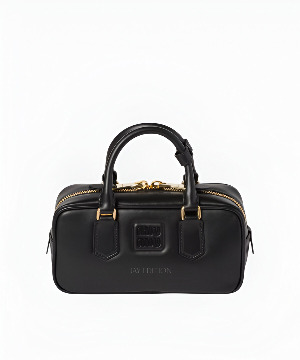 미우미우 아르카디 레귤러 토트백 컴팩트한 사이즈와 미우미우 로고 디테일의 베이지 가죽백