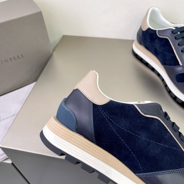브루넬로 쿠치넬리 스웨이드 스니커즈 네이비