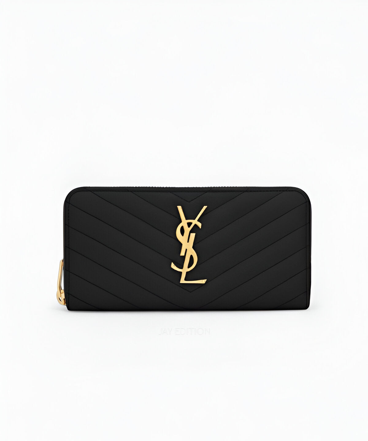 생로랑 지퍼 장지갑 블랙 카프스킨 YSL 로고 메탈 디테일 올어라운드 지퍼 클로저 넉넉한 카드 및 지폐 수납 공간