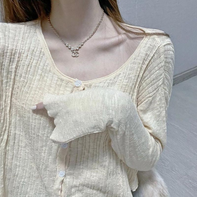 샤넬 CC 로고 크리스탈 목걸이