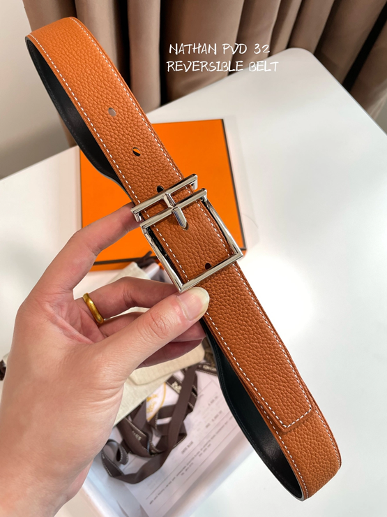 에르메스 네이단 리버서블 브라운 벨트 32mm