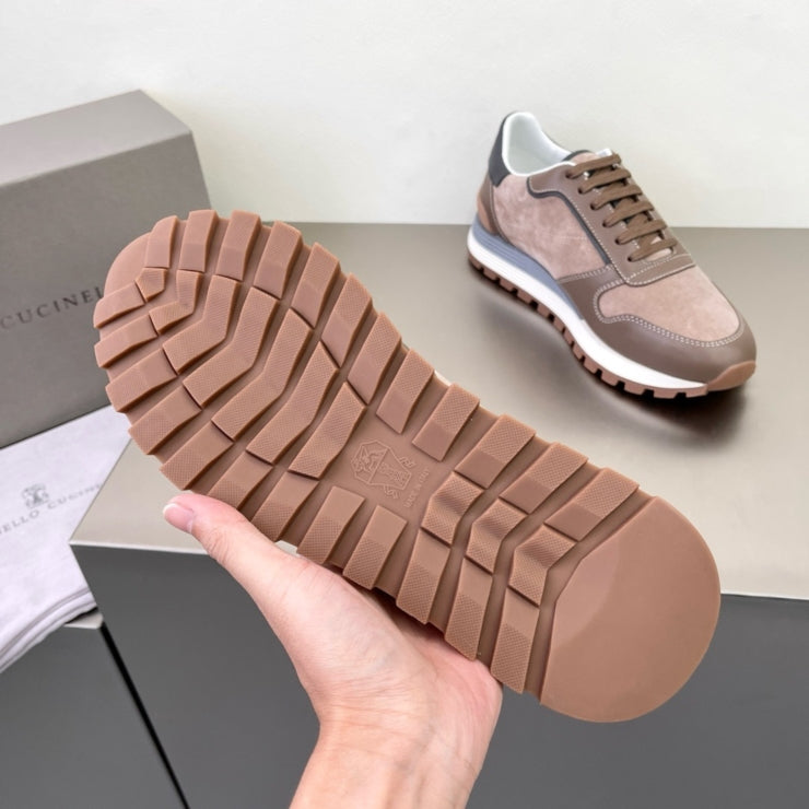 브루넬로 쿠치넬리 스웨이드 스니커즈 브라운