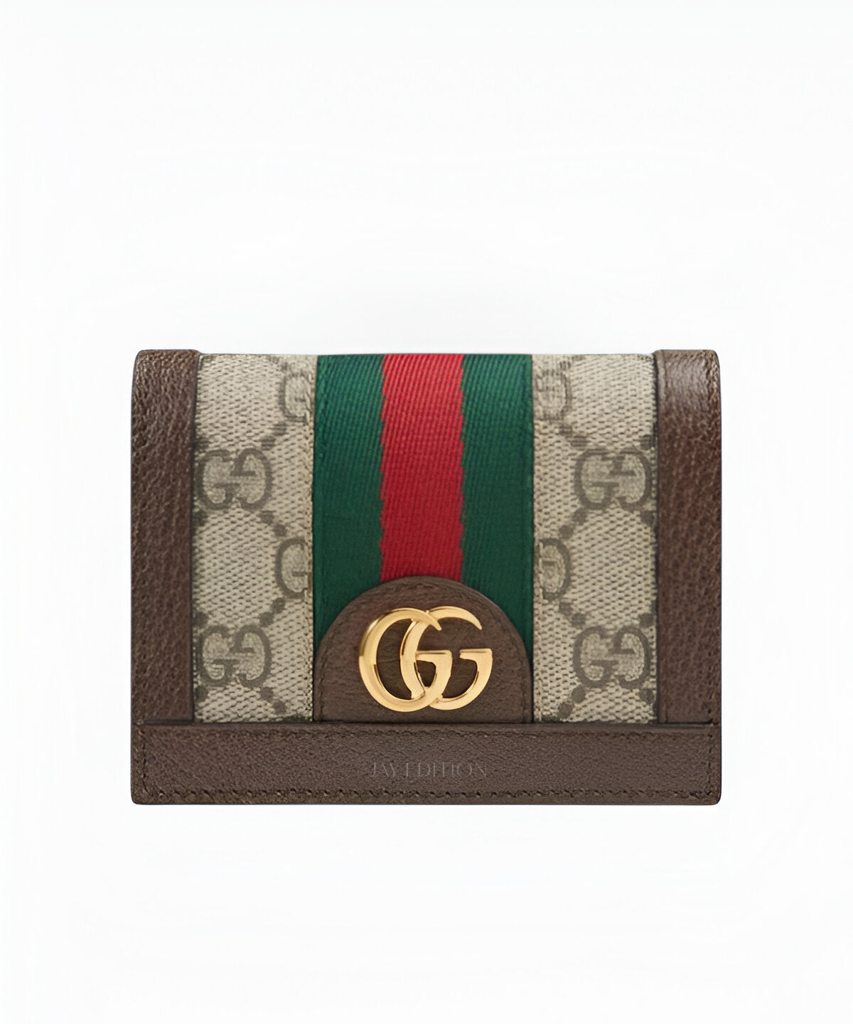 구찌 오피디아 미니 반지갑 GG 수프림 캔버스 웹 스트라이프 골드 로고 디테일 컴팩트 지갑