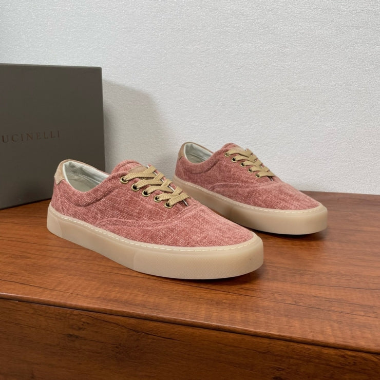 브루넬로 쿠치넬리 트윌 레이스업 스니커즈 핑크