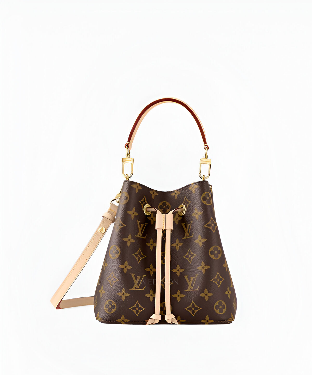 루이비통 네오노에 BB 모노그램 앙프렝뜨 가죽과 드로스트링 클로저가 어우러진 컴팩트한 사이즈의 버킷백